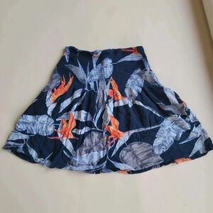 Patrons of Peace Navy and Orange Leaf Mini Skirt